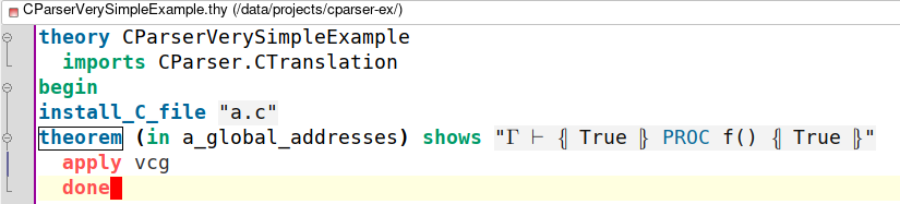 c parser very simple example